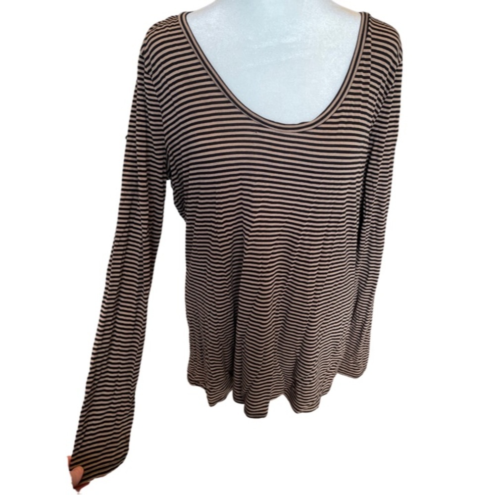 Metaphor Black and Tan soft striped top XL